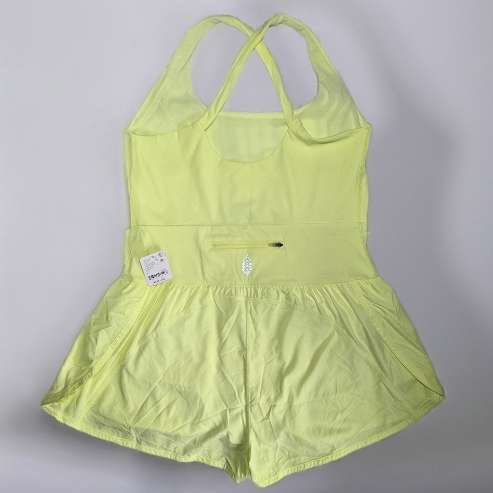 Free People Movement Hot Shot Tennis Romper in Neon Yellow - Picture 2 of 3